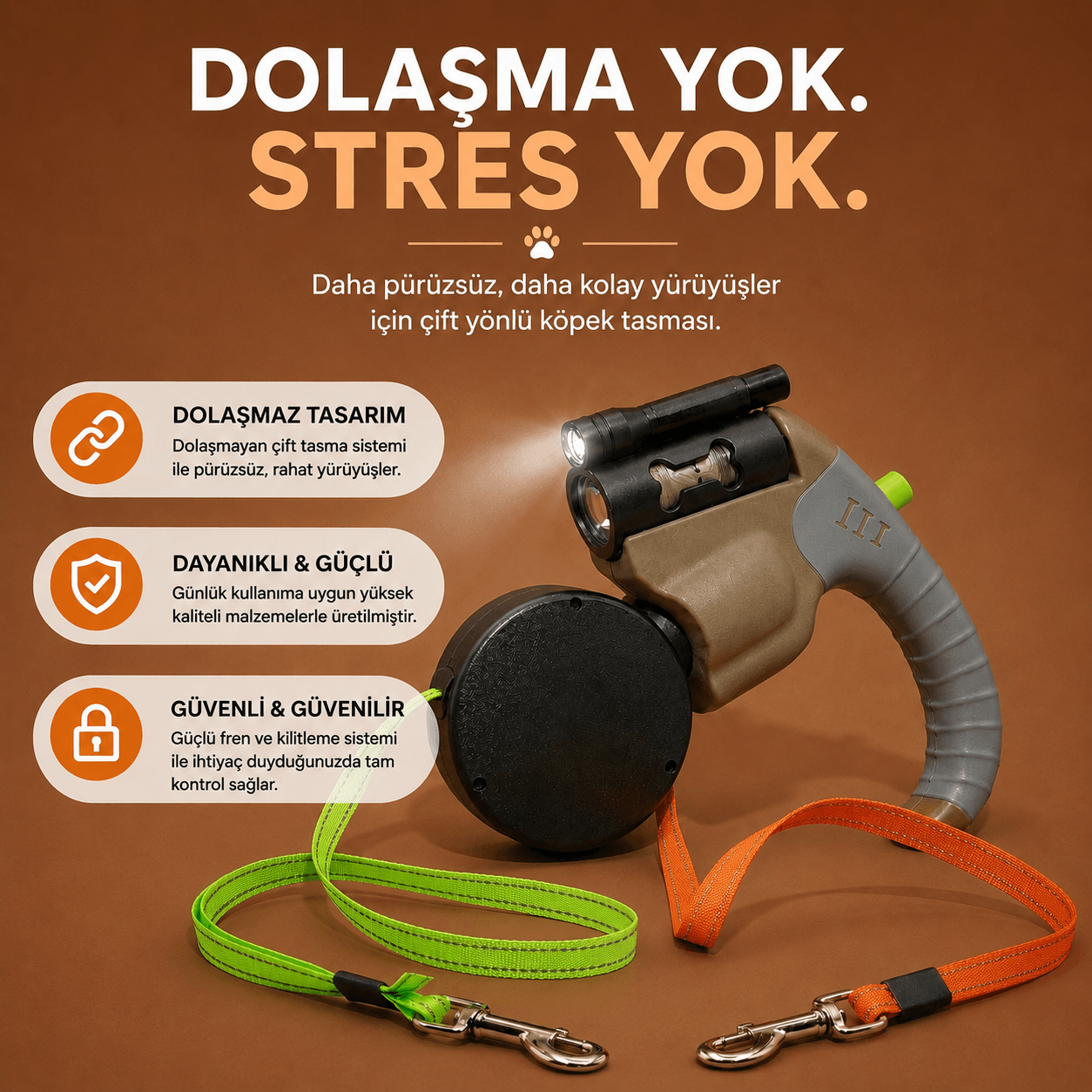 HachiWay Pro Çift Köpek Tasması