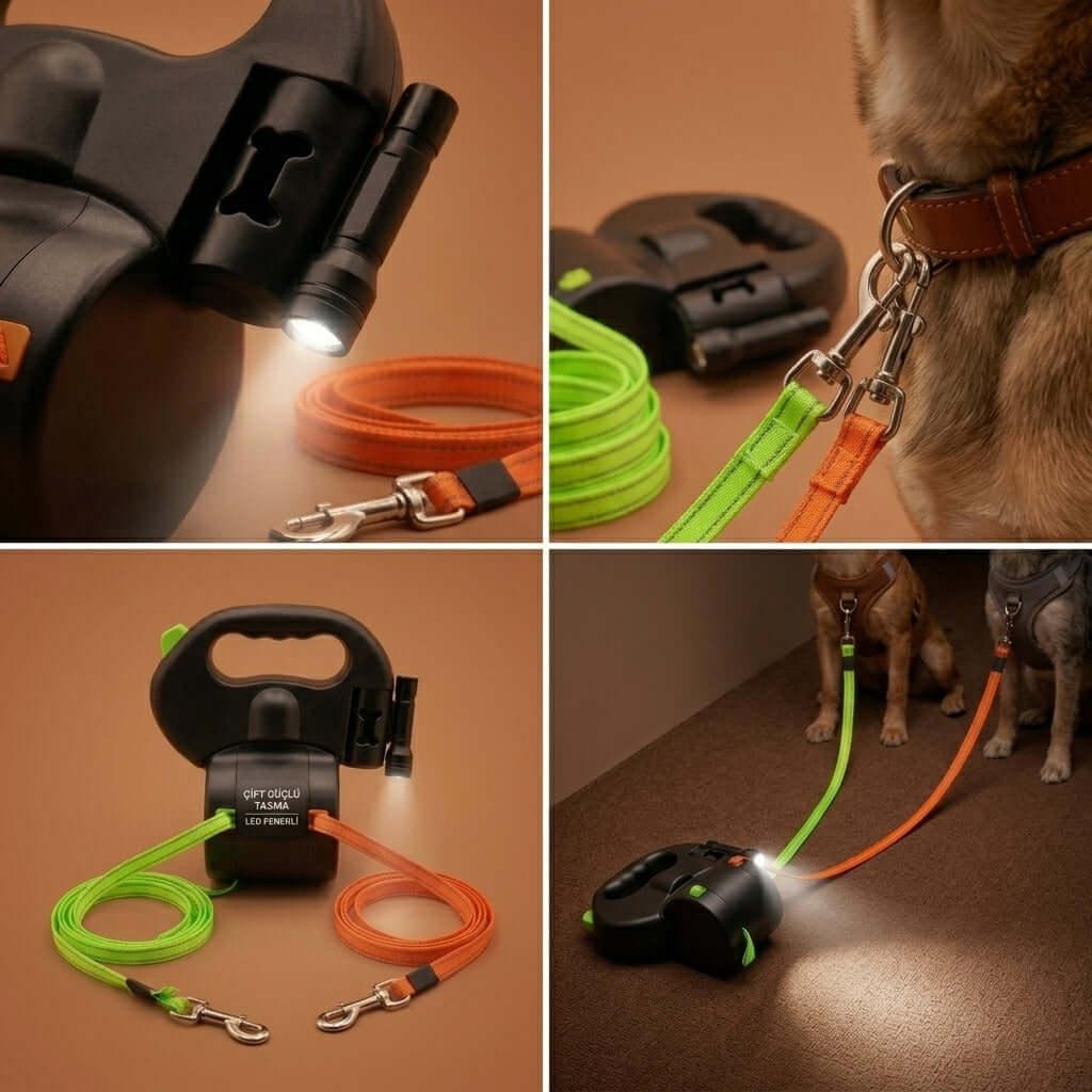 HachiWay Çift Köpek Tasması